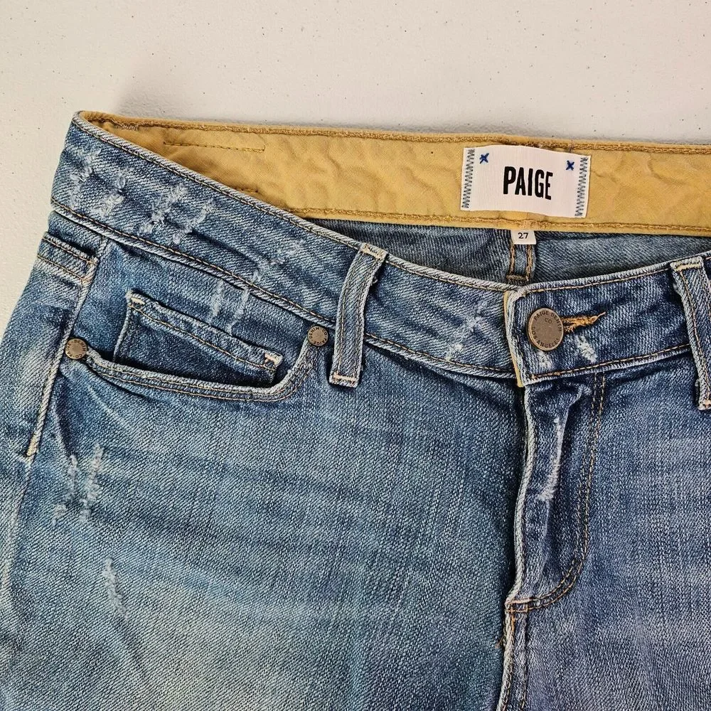 Paige Women's 27 (31x10) Blue Raw Hem Cut Off Denim Distressed Jeans Short USA - Picture 5 of 14